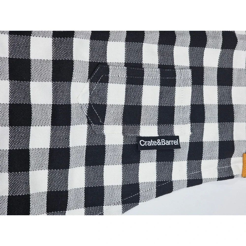 Crate and Barrel Buffalo Check Apron Men OS Black White Gingham Cotton Pockets